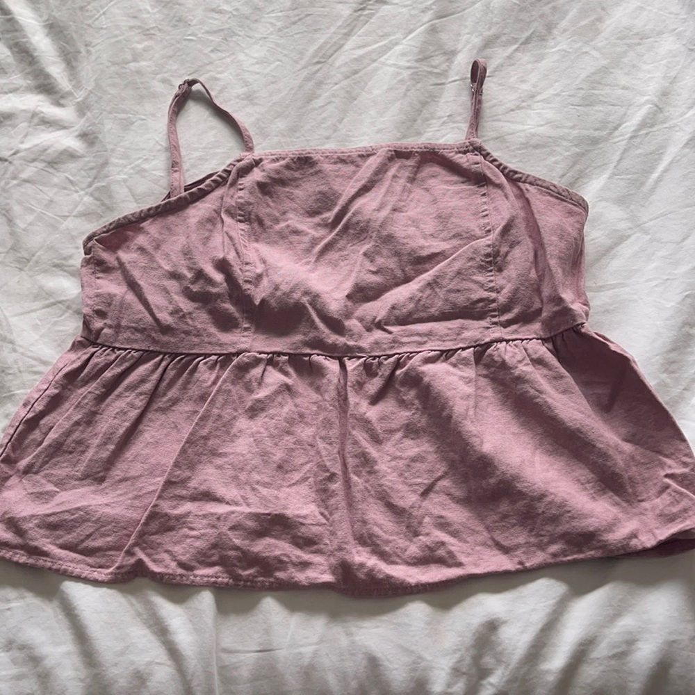 Purple tank top with tie is the back